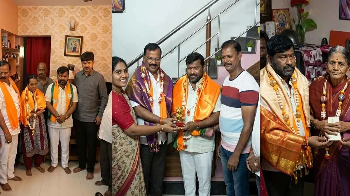 ದಾವಣಗೆರೆ ರಾಮ ಜ್ಯೋತಿ ರಥಯಾತ್ರೆ: ಹುತಾತ್ಮ ಯೋಧರ ಮನೆಗೆ ಶ್ರೀನಿವಾಸ್‌ ದಾಸಕರಿಯಪ್ಪ ಭೇಟಿ