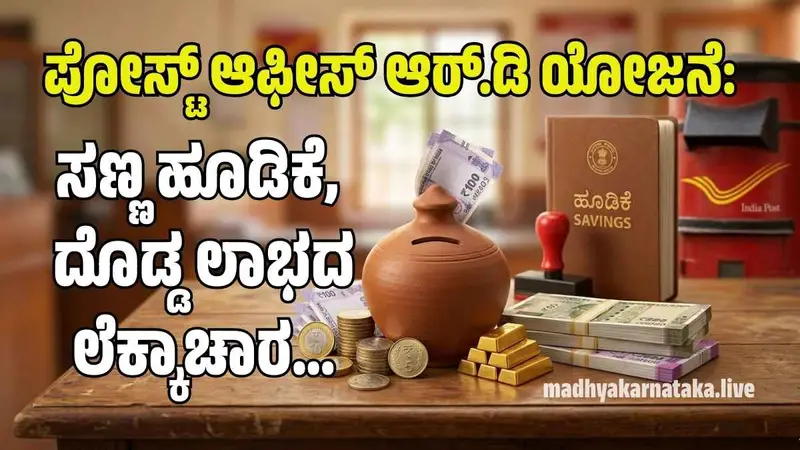 ಪೋಸ್ಟ್ ಆಫೀಸ್ ಆರ್.ಡಿ ಯೋಜನೆ : ತಿಂಗಳಿಗೆ ಸಣ್ಣ ಉಳಿತಾಯ ಮಾಡಿ ಲಕ್ಷಾಂತರ ರೂಪಾಯಿ ಗಳಿಸಿ! ಇಲ್ಲಿದೆ ಸಂಪೂರ್ಣ ಲೆಕ್ಕಾಚಾರ